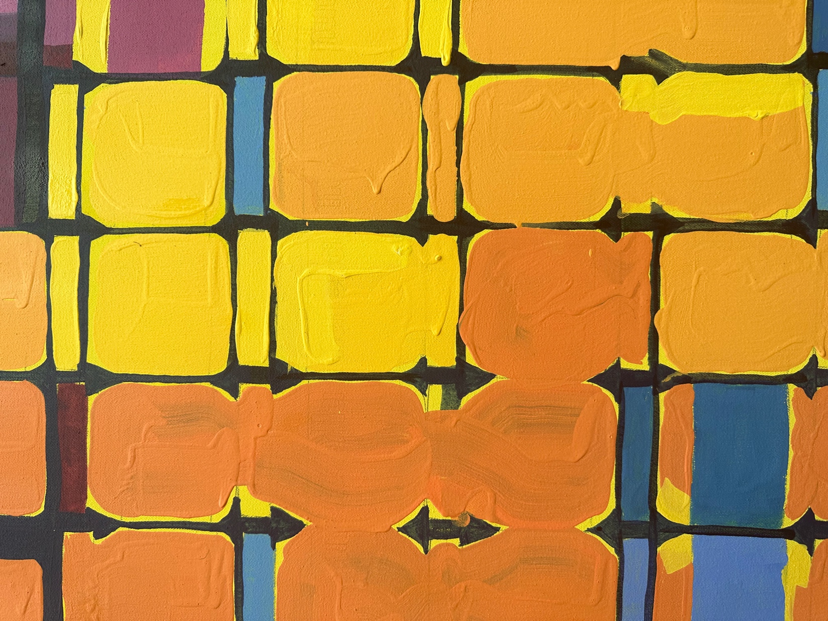 Second installation view of the two painted panels.