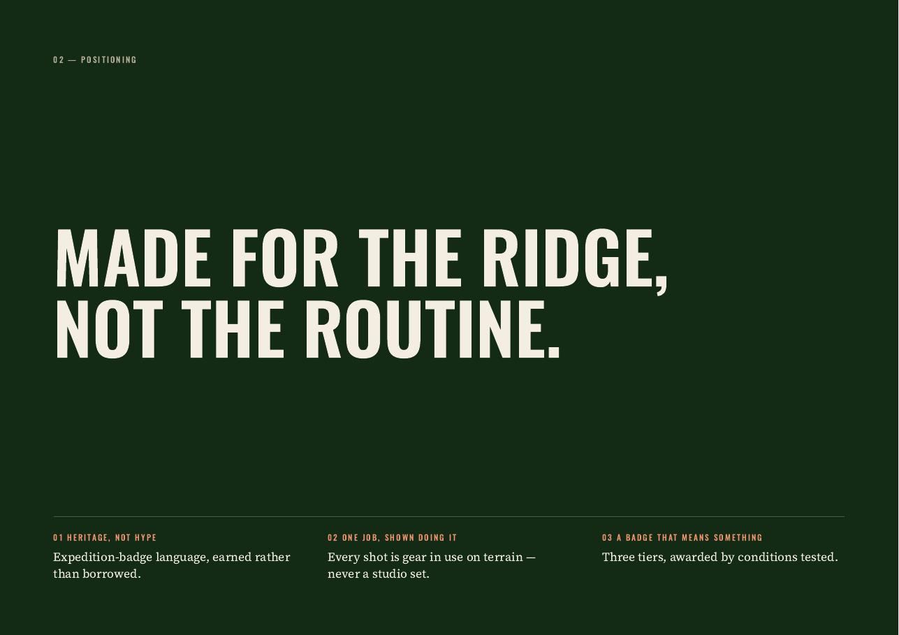 Ridgeline deck page 4 — 02 — Positioning